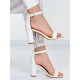 Dámské sandály na hrubém podpatku - bílé ROSE