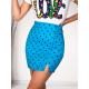 Dámská tečkovaná mini sukně s knoflíčky a rozparkem - modrá