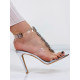 Luxusní dámské stříbrné sandály s ozdobnými kamínky