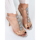 Luxusní dámské stříbrné sandály s ozdobnými kamínky