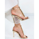 Luxusní dámské zlaté sandály s ozdobnými kamínky