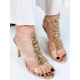 Luxusní dámské zlaté sandály s ozdobnými kamínky