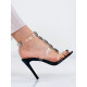 Luxusní dámské černé sandály s ozdobnými kamínky