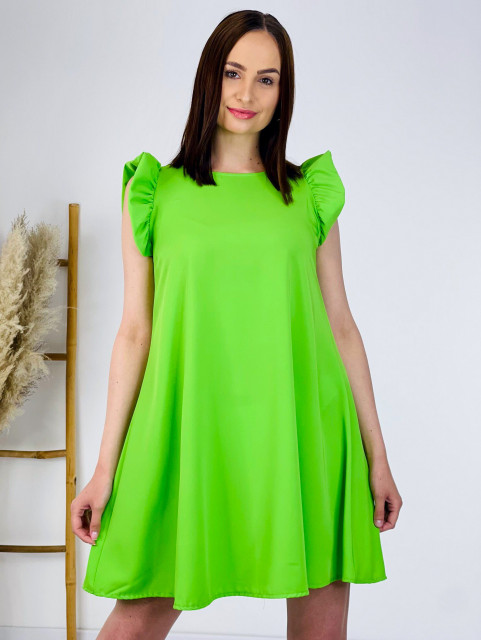 Dámské neonově zelené šaty s volány