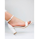 Dámské bílé sandály s nízkým podpatkem