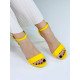 Semišové dámské sandály na vysokém podpatku - žluté