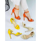Semišové dámské sandály na vysokém podpatku - žluté