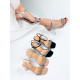 Béžové dámské sandály s kamínky na transparentním podpatku
