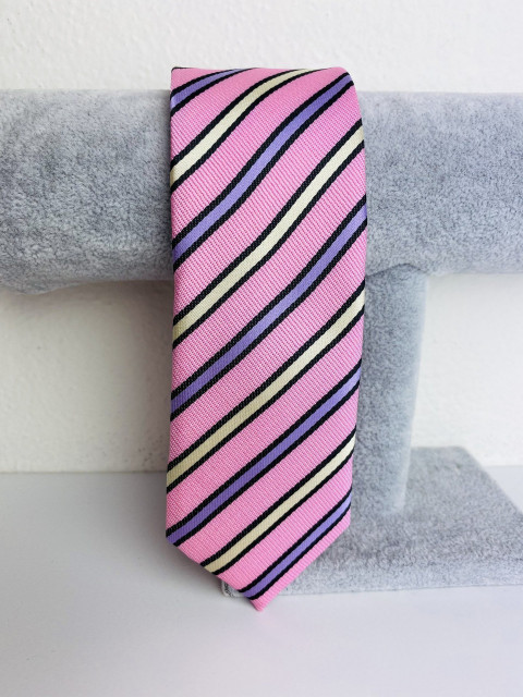Pánská fialovo-růžová saténová úzká kravata