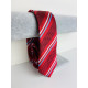 Pánská šedo-červená saténová úzká kravata