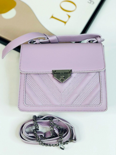 Dámská elegantní prošívaná kabelka s řemínkem - fialová