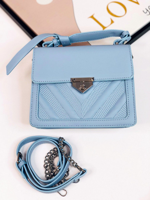 Dámská elegantní prošívaná kabelka s řemínkem - modrá
