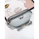 Stříbrná dámská kabelka s mašlí a řemínkem