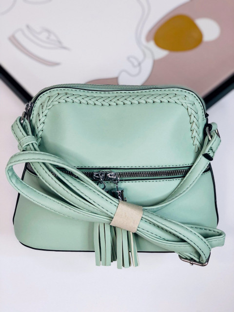 Zelená dámská kabelka s třásněmi