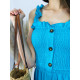 Dámské dlouhé letní šaty s knoflíčky - modré