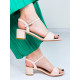 Béžové dámské sandály na nízkém podpatku