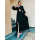 Dlouhé exkluzivní dámské šaty s vázáním - černé