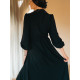 Dlouhé exkluzivní dámské šaty s vázáním - černé