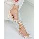 Exkluzivní dámské sandály s ozdobnými kamínky a mašlí - světle růžové