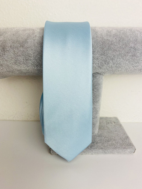 Pánská světlá modrá saténová úzká kravata