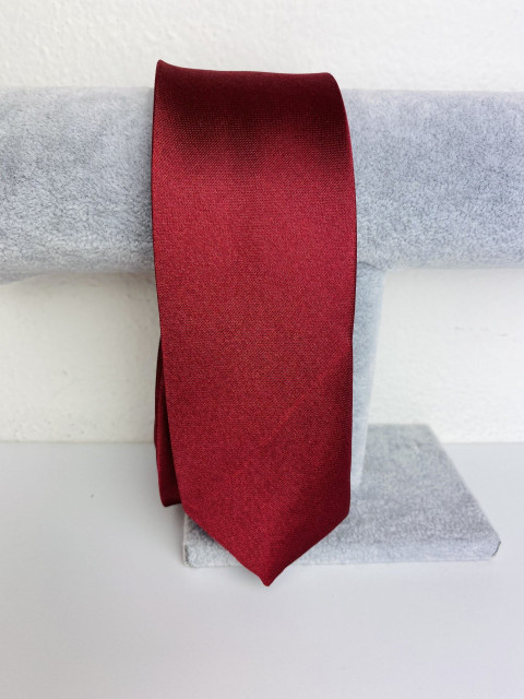 Pánská bordó saténová úzká kravata