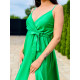 Dámské dlouhé jasně zelené saténové šaty