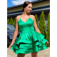 Dámské exkluzivní áčkové šaty s vázním - zelené