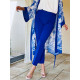 Dámský modrý kostým kalhoty + kimono pro moletky