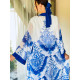 Dámský modrý kostým kalhoty + kimono pro moletky