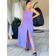 Dámské dlouhé letní šaty s knoflíčky - fialové