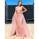 Exkluzivní dlouhé dámské společenské šaty s odnímatelnou tylovou sukní - růžové BB