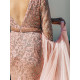 Exkluzivní dlouhé dámské společenské šaty s odnímatelnou tylovou sukní pro moletky - zlaté