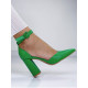 Dámské zelené sandály s tlustým podpatkem