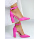 Dámské růžové sandály s tlustým podpatkem