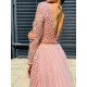 Exkluzivní dlouhé dámské společenské šaty s odnímatelnou tylovou sukní pro moletky-růžové