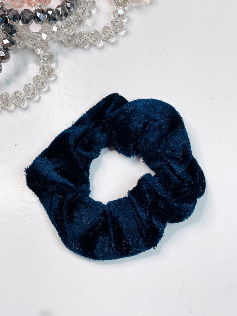 Scrunchie sametová gumička do vlasů - modrá