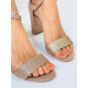 Dámské třpytivé elegantní sandály - měděné