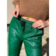 Dámské zelené koženkové cargo kalhoty MEEXILA