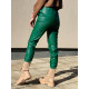 Dámské zelené koženkové cargo kalhoty MEEXILA