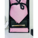 Pánský růžový 3 dílný set: kravata, kapesník a spona