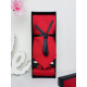 Pánský červený 4 dílný set: kravata, kapesník, spona a manžetové knoflíky