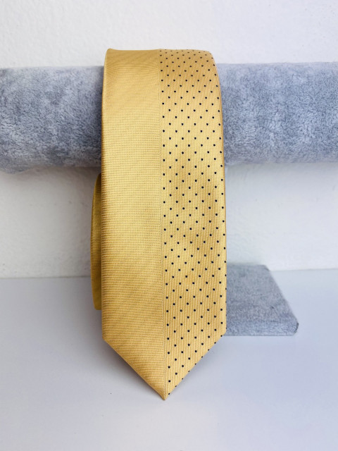 Pánská zlatá saténová úzká kravata