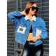 Dámská exkluzivní džínová bunda s kožešinou ALEX modro-bílá
