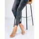 Dámské šedé elastické džíny s knoflíčky a vysokým pasem