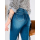 Dámské push-up elastické džíny se zipy - modré