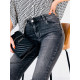 Dámské push-up elastické džíny se zipy PERA - šedé