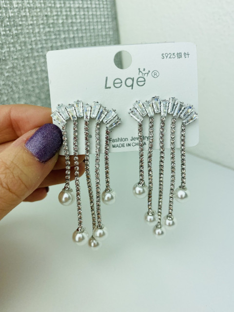 Společenské dámské náušnice s perlami - stříbrné