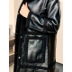 Luxusní dámský černý kabát s kapsami