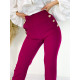 Dámské elegantní kalhoty s vysokým pasem a knoflíčky - fialové
