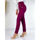 Dámské elegantní kalhoty s vysokým pasem a knoflíčky - fialové
